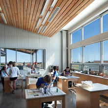 This photo shows a laboratory classroom in the middle school, featuring daylight, views, and natural ventilation. - Photo Credit: Credit: (c) Farshid Assassi